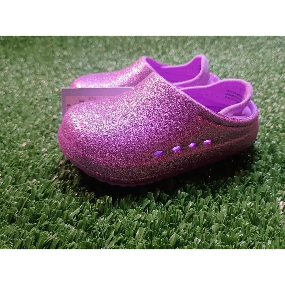 NWT Cat & Jack Toddler Girl's Purple Glitter Slip-On Clogs Size 5